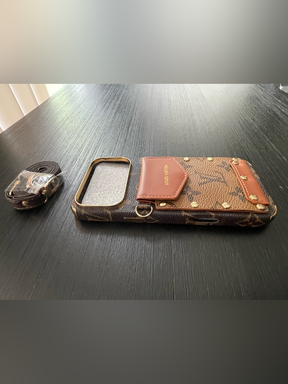 iPhone 17 pro max crossbody Case with Gold Accents and strap - Picture 4 of 11